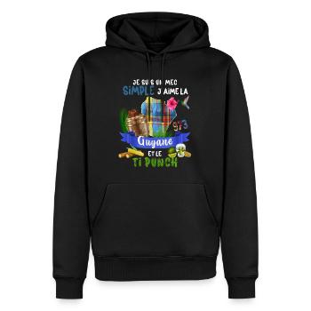 Guyane Madras Colibri Ti Punch Apéro Cadeau Homme - Sweat à capuche Premium bio Homme - noir - Devant - Nico (187cm)