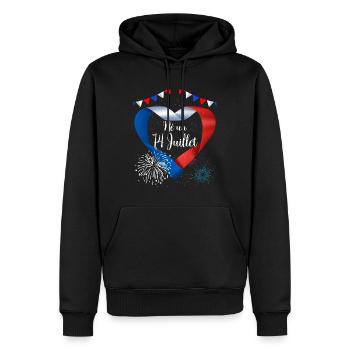 Anniversaire 14 Juillet Fête Nationale Cadeau - Sweat à capuche Premium bio Homme - noir - Devant - Nico (187cm)