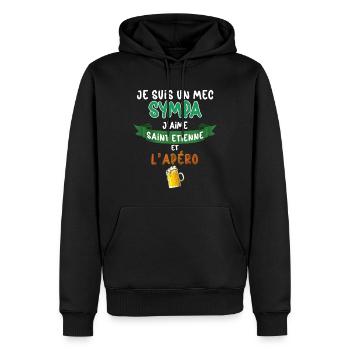 Saint Etienne Mec Sympa Stéphanois Bière Foot - Sweat à capuche Premium bio Homme - noir - Devant - Nico (187cm)