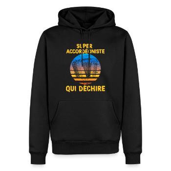 Super Accordéoniste Qui Déchire Homme Musique - Sweat à capuche Premium bio Homme - noir - Devant - Nico (187cm)