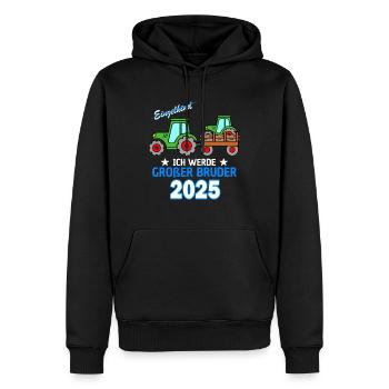 Ich Werde Großer Bruder 2025 - Geburt Sohn Traktor - Männer Premium Bio Hoodie - Schwarz - Vorne - Nico (187cm)