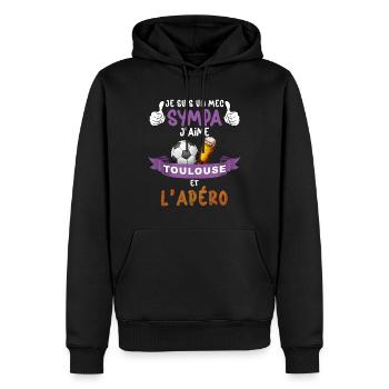 Toulouse Foot Et Apéro Homme Supporter Papa Papy - Sweat à capuche Premium bio Homme - noir - Devant - Nico (187cm)