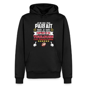 Homme Rugby France Toulouse 6 Etoiles Stade - Sweat à capuche Premium bio Homme - noir - Devant - Nico (187cm)
