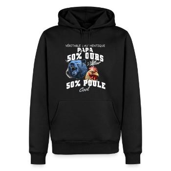 Einzigartiger Daddy Hybrid Bär Beschwerdender Papa Henne Cool - Männer Premium Bio Hoodie - Schwarz - Vorne - Nico (187cm)