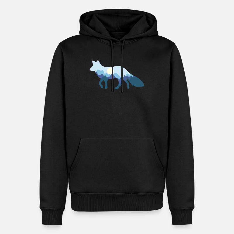 Fuchs Mondschein fox moonlight - Männer Premium Bio Hoodie - Schwarz