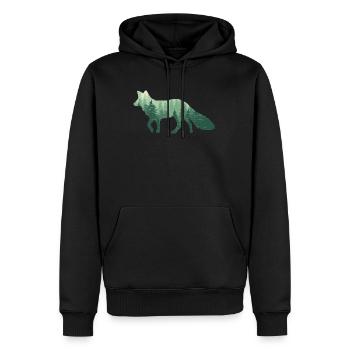 Renard forêt / renard avec forêt - Sweat à capuche Premium bio Homme - noir - Devant - Nico (187cm)