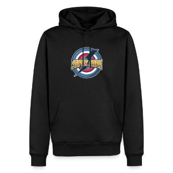 Super Papa cadeau fête des peres Hero - Sweat à capuche Premium bio Homme - noir - Devant - Nico (187cm)