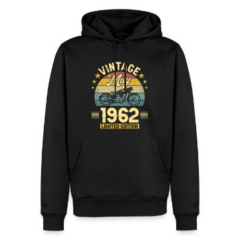 Vintage 60 Jahre Mai 1962 60. Jahrestag - Männer Premium Bio Hoodie - Schwarz - Vorne - Nico (187cm)