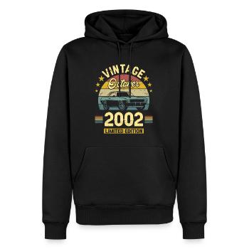 Vintage Octobre 2002 20 Ans Anniversaire - Sweat à capuche Premium bio Homme - noir - Devant - Nico (187cm)