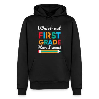 Attention à la première année ici je viens Rainbow Girls - Sweat à capuche Premium bio Homme - noir - Devant - Nico (187cm)