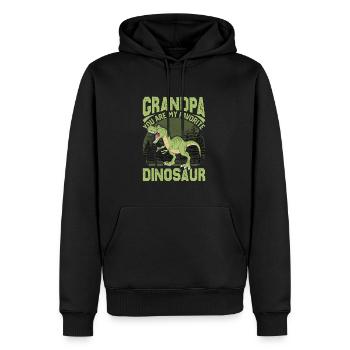 Dinosaur Grandpa - Pops - My Favorite Dinosaur - Sweat à capuche Premium bio Homme - noir - Devant - Nico (187cm)