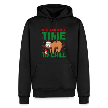 Paresseux de Noël meilleur moment pour se détendre - Sweat à capuche Premium bio Homme - noir - Devant - Nico (187cm)
