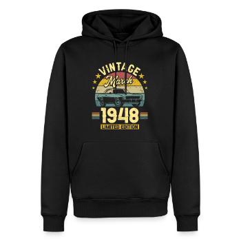 März 1948 75 Jahre alter Jahrgang 75. Geburtstag - Männer Premium Bio Hoodie - Schwarz - Vorne - Nico (187cm)