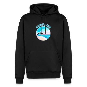 Surf Life, plage, soleil, mer, sable, vagues et été - Sweat à capuche Premium bio Homme - noir - Devant - Nico (187cm)