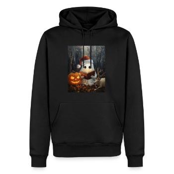 Halloween Geschenk Geist mit Weihnachtsmütze Deko - Männer Premium Bio Hoodie - Schwarz - Vorne - Nico (187cm)