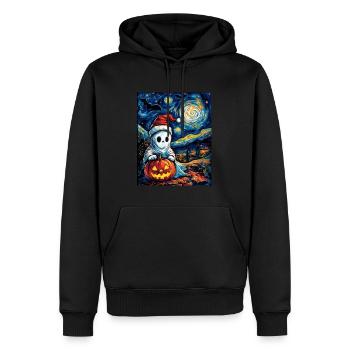 Halloween Geschenk Geist mit Weihnachtsmütze Deko - Männer Premium Bio Hoodie - Schwarz - Vorne - Nico (187cm)