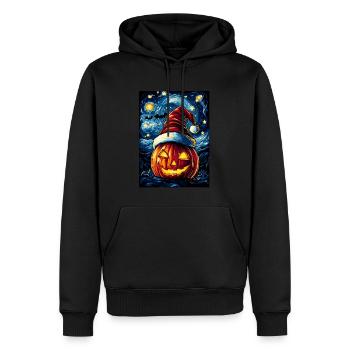 Halloween Geschenk Kürbis mit Weihnachtsmütze Deko - Männer Premium Bio Hoodie - Schwarz - Vorne - Nico (187cm)