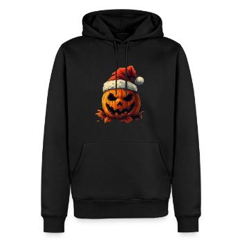 Halloween Geschenk Kürbis mit Weihnachtsmütze Deko - Männer Premium Bio Hoodie - Schwarz - Vorne - Nico (187cm)