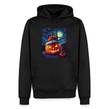 Halloween Geschenk Kürbis mit Weihnachtsmütze Deko - Männer Premium Bio Hoodie - Schwarz - Vorne - Nico (187cm)