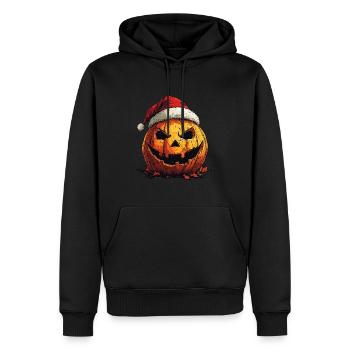 Halloween Geschenk Kürbis mit Weihnachtsmütze Deko - Männer Premium Bio Hoodie - Schwarz - Vorne - Nico (187cm)