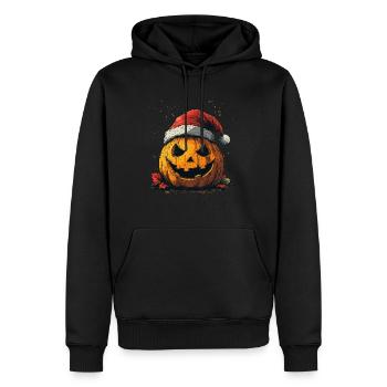 Halloween Geschenk Kürbis mit Weihnachtsmütze Deko - Männer Premium Bio Hoodie - Schwarz - Vorne - Nico (187cm)