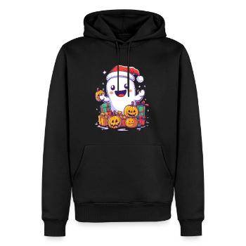 Halloween Geschenk Geist mit Weihnachtsmütze Deko - Männer Premium Bio Hoodie - Schwarz - Vorne - Nico (187cm)