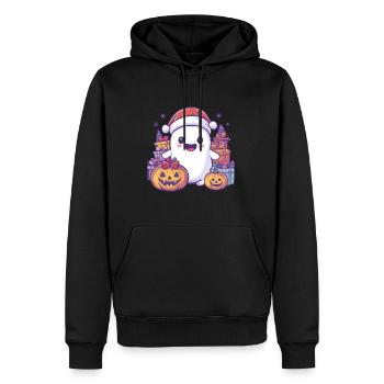 Halloween Geschenk Geist mit Weihnachtsmütze Deko - Männer Premium Bio Hoodie - Schwarz - Vorne - Nico (187cm)