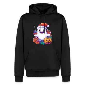 Halloween Geschenk Geist mit Weihnachtsmütze Deko - Männer Premium Bio Hoodie - Schwarz - Vorne - Nico (187cm)