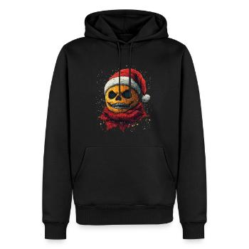Halloween Geschenk Kürbis mit Weihnachtsmütze Deko - Männer Premium Bio Hoodie - Schwarz - Vorne - Nico (187cm)