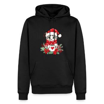 Chat Café Décoration de Noël Femmes Hommes Enfants - Sweat à capuche Premium bio Homme - noir - Devant - Nico (187cm)