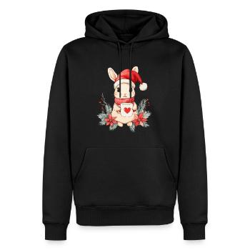 Lapin Café Décoration de Noël Femmes Hommes Enfants - Sweat à capuche Premium bio Homme - noir - Devant - Nico (187cm)