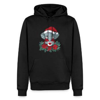 Elefant Kaffee Weihnachten Frauen Männer Kinder - Männer Premium Bio Hoodie - Schwarz - Vorne - Nico (187cm)