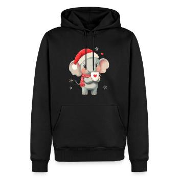 Elefant Kaffee Weihnachten Frauen Männer Kinder - Männer Premium Bio Hoodie - Schwarz - Vorne - Nico (187cm)