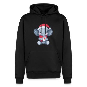 Elefant Kaffee Weihnachten Frauen Männer Kinder - Männer Premium Bio Hoodie - Schwarz - Vorne - Nico (187cm)