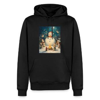 Bonhomme de neige feu de camp Noël Femmes Hommes - Sweat à capuche Premium bio Homme - noir - Devant - Nico (187cm)