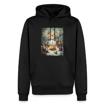 Schneemann Lagerfeuer Weihnachten Frauen Männer - Männer Premium Bio Hoodie - Schwarz - Vorne - Nico (187cm)