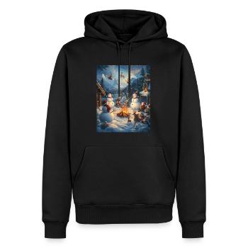 Schneemann Lagerfeuer Weihnachten Frauen Männer - Männer Premium Bio Hoodie - Schwarz - Vorne - Nico (187cm)