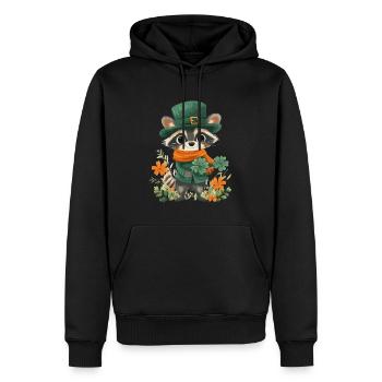 St Patrick’s Day Raccoon Décoration Femmes Hommes Enfants - Sweat à capuche Premium bio Homme - noir - Devant - Nico (187cm)