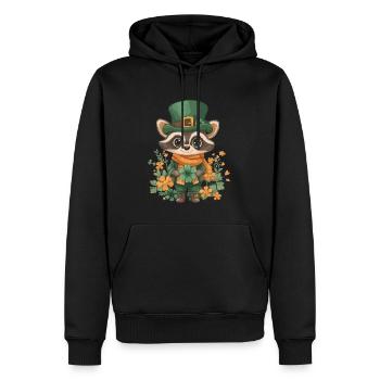 St Patrick’s Day Raccoon Décoration Femmes Hommes Enfants - Sweat à capuche Premium bio Homme - noir - Devant - Nico (187cm)