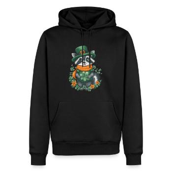 St Patrick’s Day Raccoon Décoration Femmes Hommes Enfants - Sweat à capuche Premium bio Homme - noir - Devant - Nico (187cm)