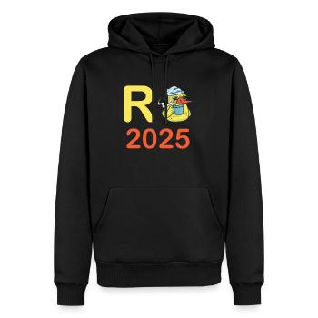 Canard Pension 2025 Pension Retraite Grand-père Mamie Retraité - Sweat à capuche Premium bio Homme - noir - Devant - Nico (187cm)