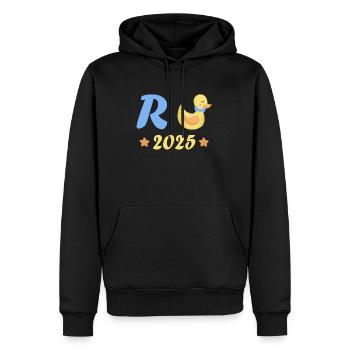 Canard Pension 2025 Pension Retraite Grand-père Mamie Retraité - Sweat à capuche Premium bio Homme - noir - Devant - Nico (187cm)