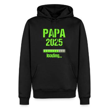 Papa 2025 Geschenk Männer Herren Vater Schwanger - Männer Premium Bio Hoodie - Schwarz - Vorne - Nico (187cm)