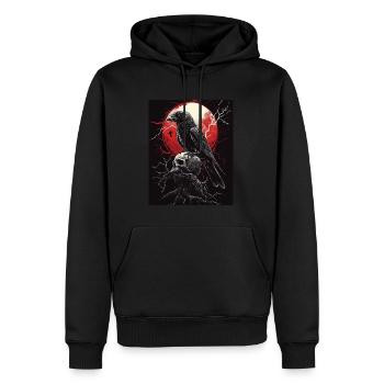 Corbeau Crâne Lune Gothique Noir Corbeau - Sweat à capuche Premium bio Homme - noir - Devant - Nico (187cm)