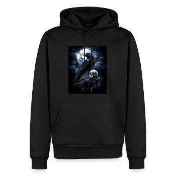 Corbeau Crâne Lune Gothique Noir Corbeau - Sweat à capuche Premium bio Homme - noir - Devant - Nico (187cm)