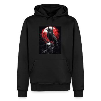 Corbeau Crâne Lune Gothique Noir Corbeau - Sweat à capuche Premium bio Homme - noir - Devant - Nico (187cm)