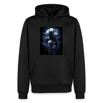 Corbeau Crâne Lune Gothique Noir Corbeau - Sweat à capuche Premium bio Homme - noir - Devant - Nico (187cm)