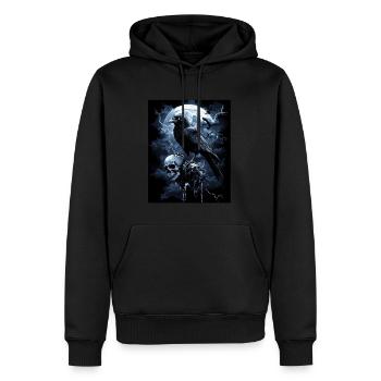 Corbeau Crâne Lune Gothique Noir Corbeau - Sweat à capuche Premium bio Homme - noir - Devant - Nico (187cm)