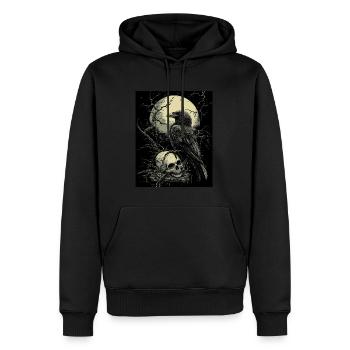 Corbeau Crâne Lune Gothique Noir Corbeau - Sweat à capuche Premium bio Homme - noir - Devant - Nico (187cm)