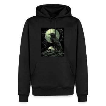 Corbeau Crâne Lune Gothique Noir Corbeau - Sweat à capuche Premium bio Homme - noir - Devant - Nico (187cm)